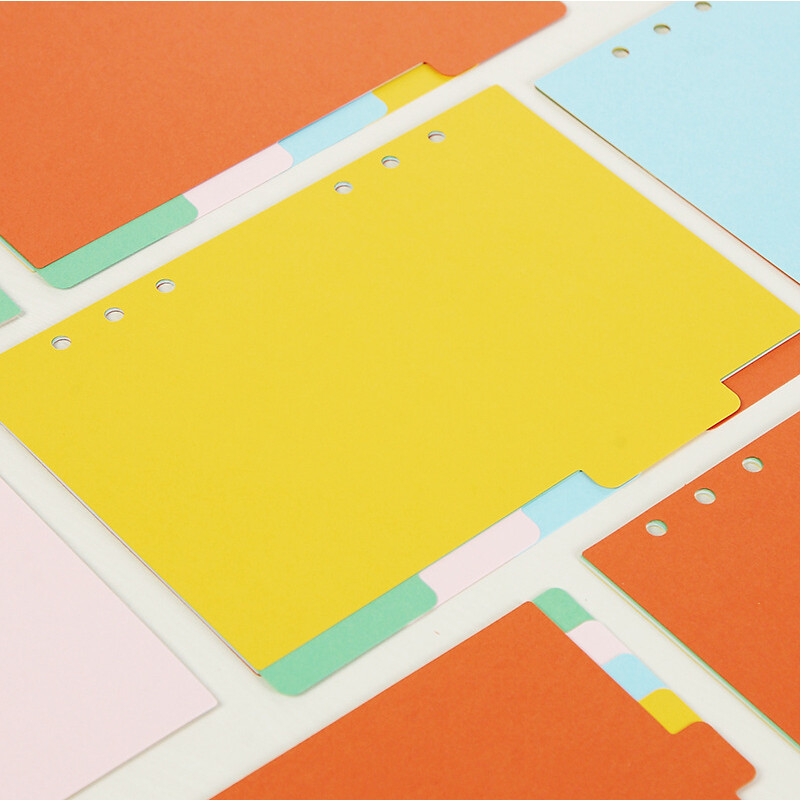 A5A6A7彩色索引页分类页 活页本子隔页纸 手账分页纸标准6孔