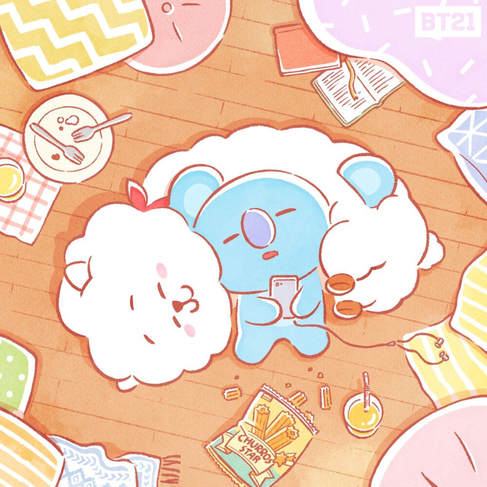 BT21
Van Koya RJ Shooky Mang Chimmy TATA Cooky
