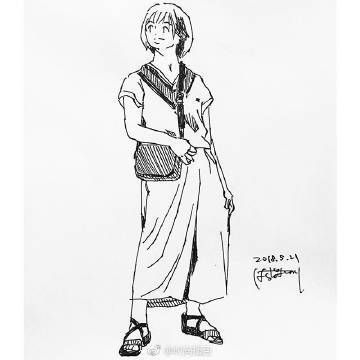 插画师y_harada_illustrator 线条勾勒时装插画 ​