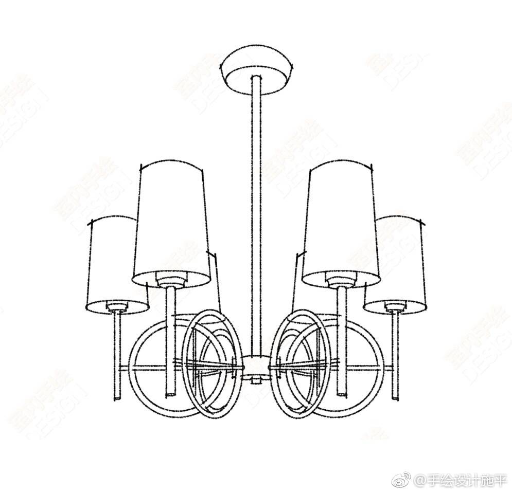 手绘建筑室内单体线稿色彩