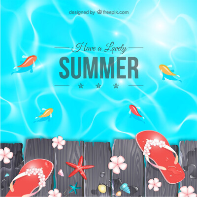 夏日夏天 度假沙滩 平面广告 促销海报设计素材 背景图片 AI