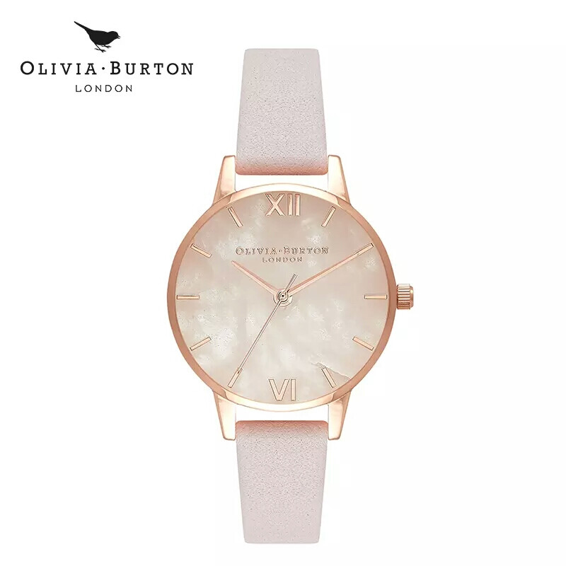 Olivia Burton手表女OB腕表新品粉晶女表皮带英国进口时尚潮流