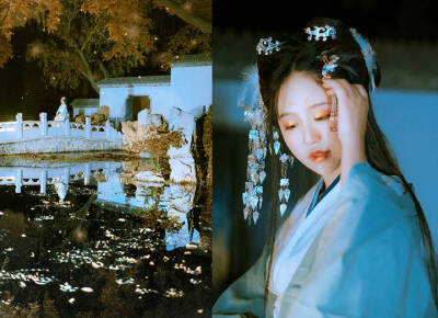 #汉服摄影#
「水天清话，院静人销夏。」
出镜：@-辞川-
摄影后期排版：@味阿味
妆造：@小P是软汉
协力：@__苏淩 @锦玄_
