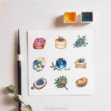 发一组食物手帐素材水彩手绘via:haha_illustration via 若木木_zoe ​