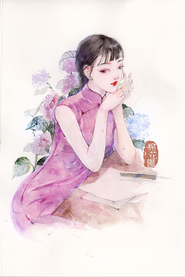 〔 古风手绘水彩美人 〕 作者' 棉花圃