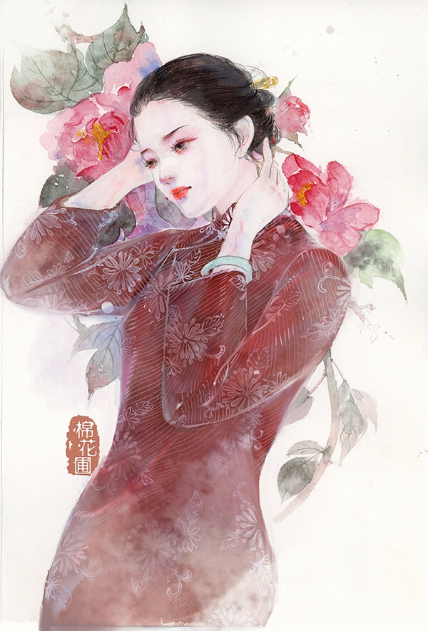 〔 古风手绘水彩美人 〕 作者' 棉花圃