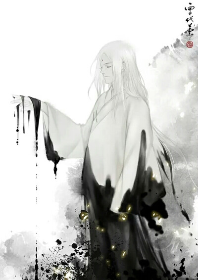手绘古风白发男子
一人之下·张灵玉
画师：雪代薰