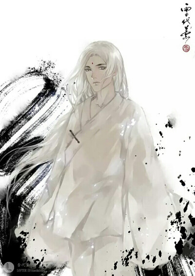 手绘古风白发男子
一人之下·张灵玉
画师：雪代薰