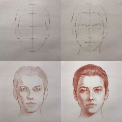 素描，结构，头像