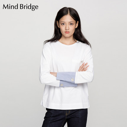 Mind Bridge百家好女装 简约优雅时尚气质上衣T恤 MRTS121A