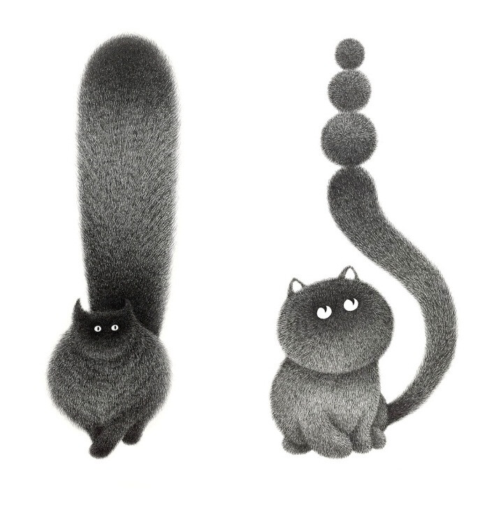 毛茸茸的猫咪插画设计 ~ 插画师Kamwei Fong作品