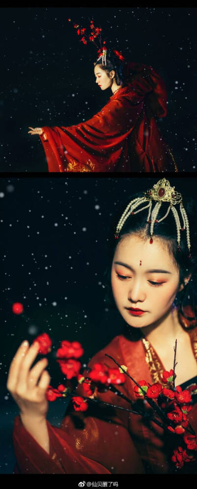 ￼汉服摄影
“红梅依旧知白雪——”
西风独自一人痴。
————————————————————
灵感来源是刘诗诗饰演的若曦红梅舞片段，仅以此片向《步步惊心》致敬。
出镜：@…