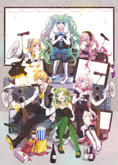 VOCALOID『』
初音未来 镜音连 镜音铃 巡音luka GUMI IA
画师：画师：ヤマコ