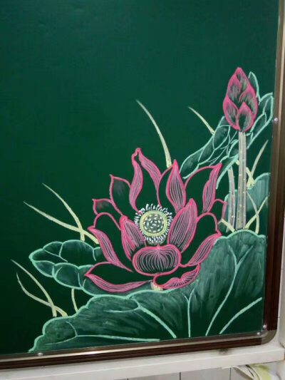 粉笔画 荷花