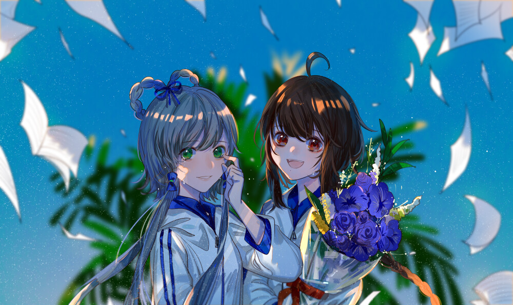 vocaloid 南北组 洛天依 乐正绫 绘师:ジャム(pixiv id=3529390)本