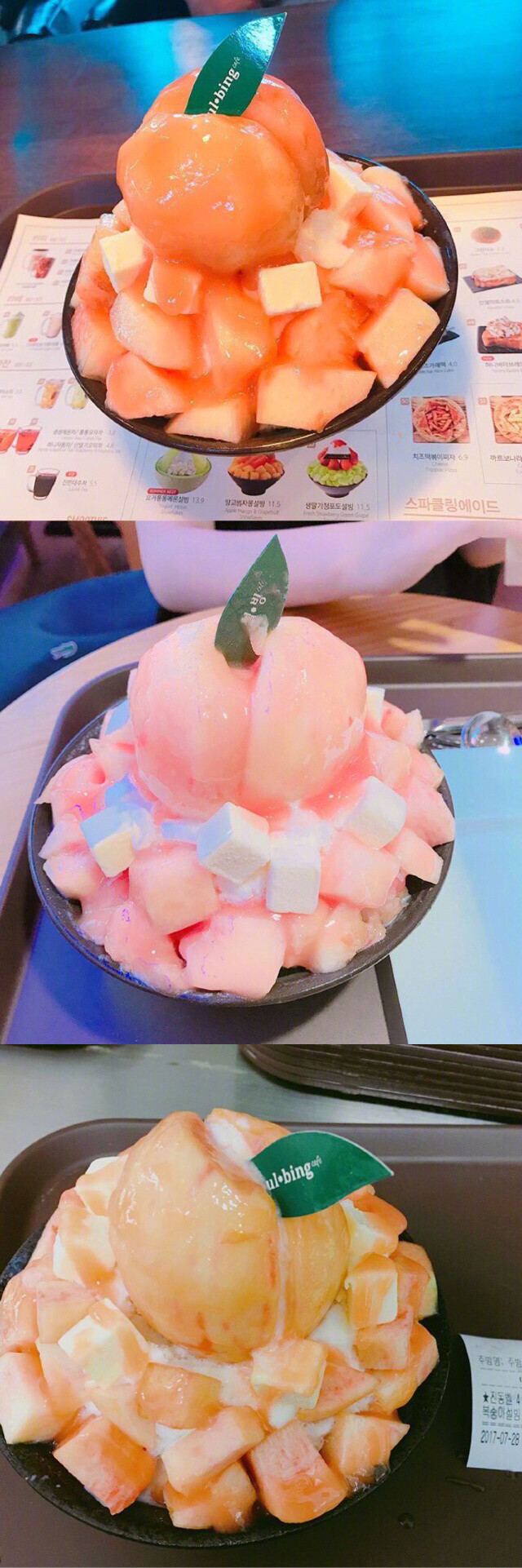 韓國甜品店dessert cafe sulbing推出的水蜜桃沙冰,夏天,能安慰我的也