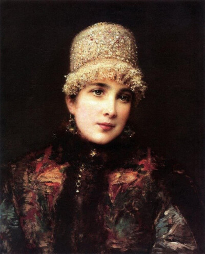 Konstantin Makovsky（1839-1915）是俄罗斯学院派杰出画家，他1858年他加入圣彼得堡列宾美术学院并从1860年开始展出自己的作品。他的画作有着浓郁的浪漫主义色彩，他笔下的俄罗斯少女多身着俄罗斯传统服饰，仿佛生活…