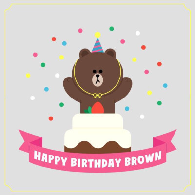 Line_happy birthday Brown