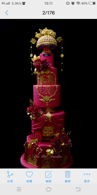翻糖蛋糕 婚礼蛋糕 红色翻糖蛋糕 喜庆蛋糕 中式蛋糕 凤冠蛋糕