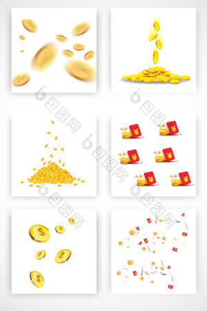 黄色的金币钱币漂浮素材图片