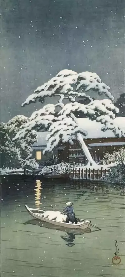 古寺越年钟，杳杳一百零八声，窗外雪朦胧。