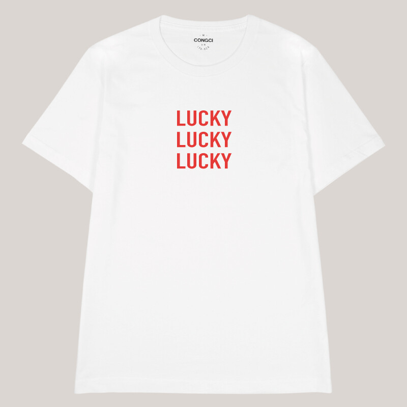 从此/创意英文字母t恤女男学生情侣装纯棉宽松圆领短袖印花/lucky