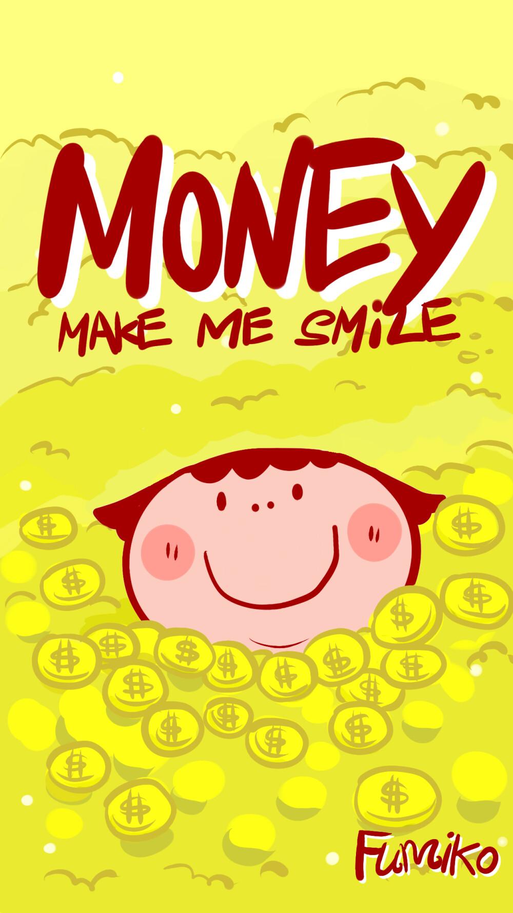 money make me smile卡通钱卡通金币卡通猪卡通富美子可爱卡通桌面壁纸