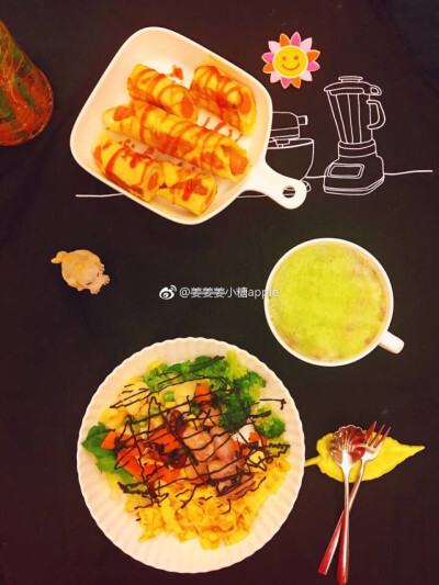 ＃美食每刻＃周三，早上好！今日早餐：缤纷沙拉，吐司卷，黄瓜米粥
＃付出的时候，不要期待任何回报，否则一颗心老是牵挂着结果，反而很难有所收获。＃