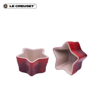 法国 LE CREUSET 酷彩 陶瓷 五角星烤罐 礼品2件套 樱桃红