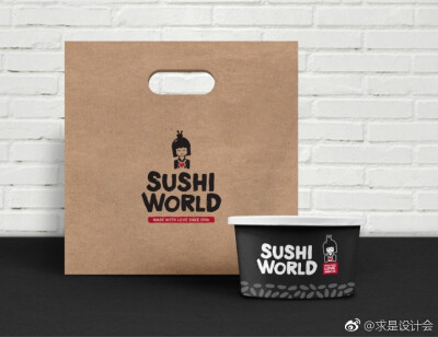 Sushi World寿司餐厅品牌形象设计。#求是爱设计# ?