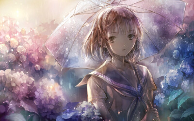 紫阳花 绘师：御崎悠（pixiv id=8872168）本作品pixiv id=69426337