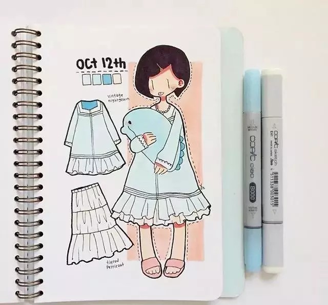 马克笔 针管笔
细腻意境精致唯美
服装搭配 动漫 清新