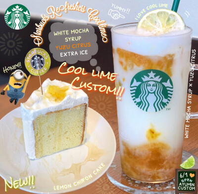 STARBUCKS——⬅️LEMON CHIFFON CAKE➡️WHITE MOCHA SYRUP X YUZU CITRUS：WHITE MOCHA SYRUP&YUZU CITRUS&EXTRA ICE