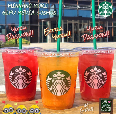 STARBUCKS——⬅️YUZU PASSION(RED X PASSION TEA)↔️EXTRA YUZU(YELLOW X BLACK TEA)➡️YUZU PASSION(RED X PASSION TEA)