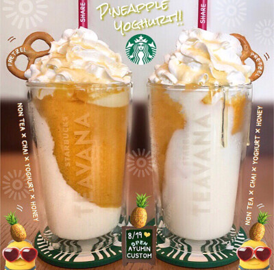 STARBUCKS——PINEAPPLE YOGHURT⬅️➡️NON TEA X CHAI X YOGHURT X HONEY