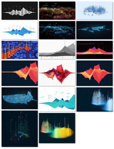 抽象图大数据网络流行科技图彩色色块曲线波动金融矢量素材模板