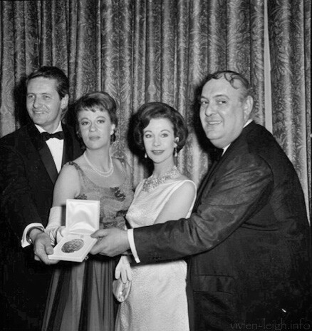 Here are Tony award winners! From left, Zero Mostel, Vivien Leigh, Uta Hagen and Arthur Hill pose with their medallions presented by the American Theater Wing during the Tony Awards in New York City on April 28, 1963.