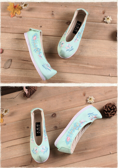 老北京汉服弓鞋翘头鞋刺绣花鞋女民族风平跟布鞋千层底复古民族风