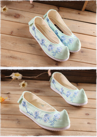 2018春夏老北京布鞋单鞋汉服鞋 翘头鞋履 民族风绣花鞋 弓鞋 平底