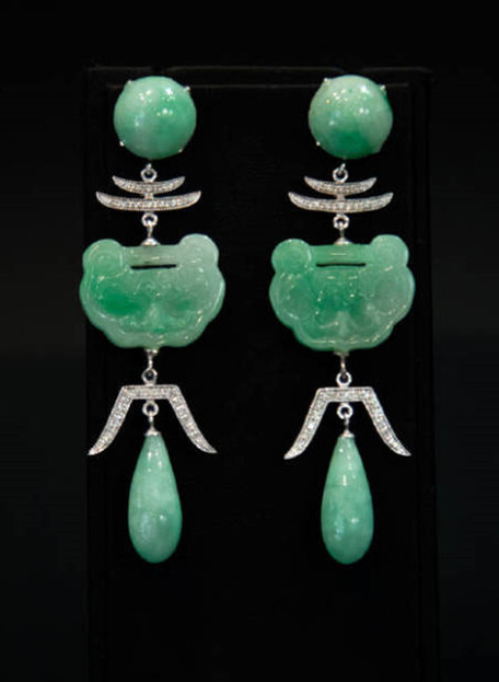 古董翡翠耳环