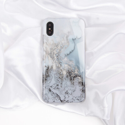 冷淡风简约白大理石苹果X亮面iphone7p/8全包8plus硅胶软6s手机壳