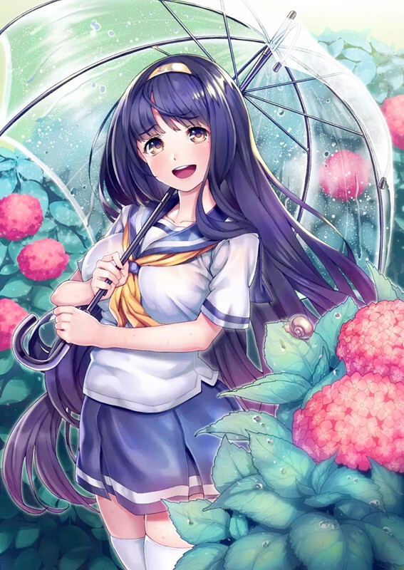 梅雨季节中的少女