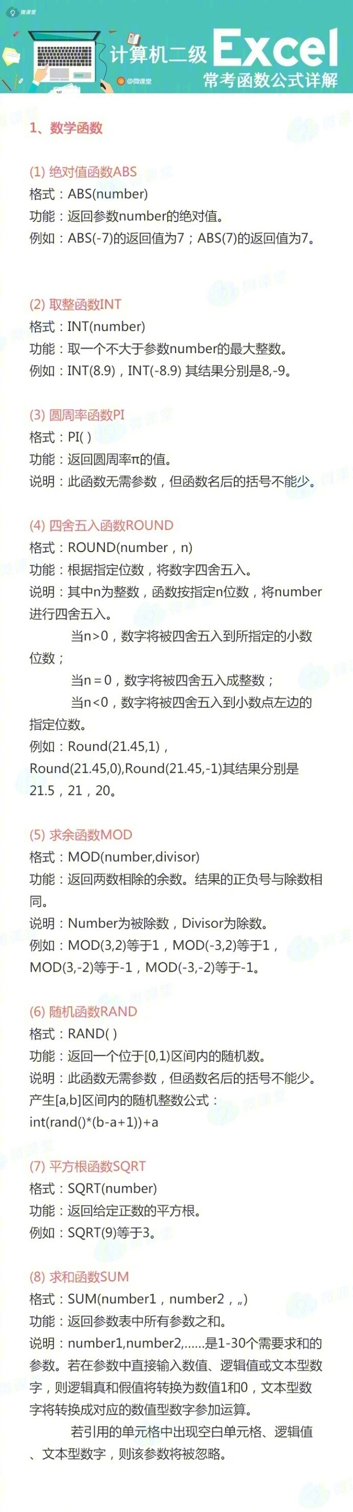 计算机二级Excel常考函数公式详解 ​