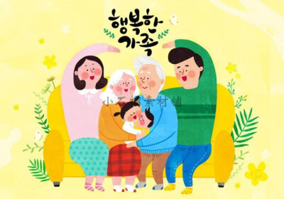 韩国快乐家庭一家三口四世同堂幸福和谐家庭PSD设计素材psd158