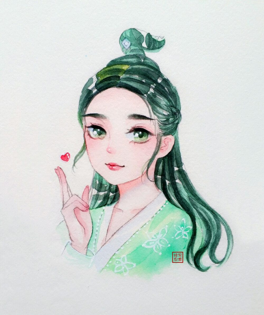 赵丽颖碧瑶水彩手绘cr续写思源
