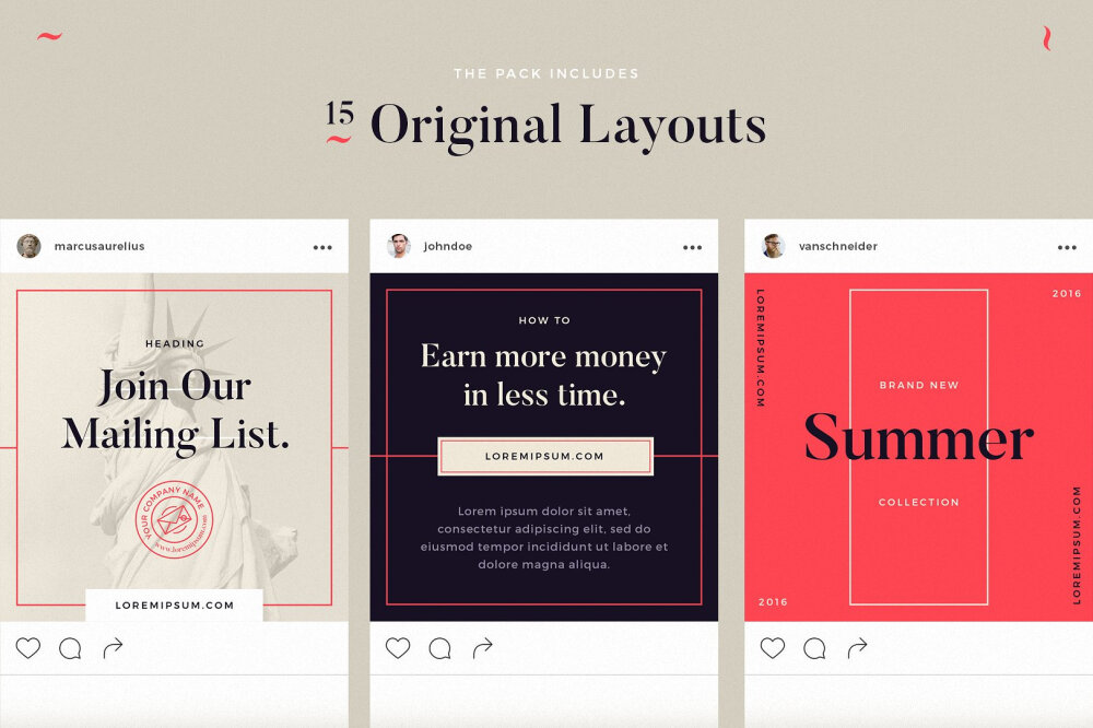 经典复古风社交网络广告宣传海报模板下载
该软件包包括为Instagram，Twitter和Facebook本机设计的15个布局模板。 定制是非常容易的，层被正确命名和组织。 对于不熟悉Adobe Photoshop的用户，还有一个如何使用指南。
经典社交媒体包特色：
15个模板，每个2种尺寸 – 30个布局供您选择。
每个布局的多种颜色变化。