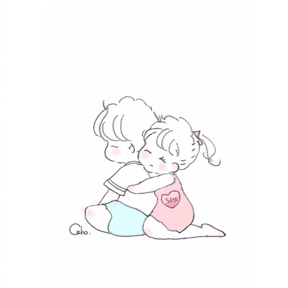 简笔清新可爱caho情侣