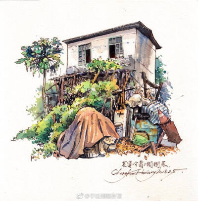城市速写~#水彩# 作者：台湾艺术家Cheng Kai-Hsiang （转）via @水彩达人 ​