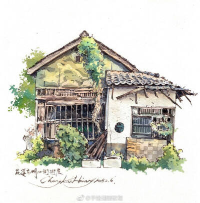 城市速写~#水彩# 作者：台湾艺术家Cheng Kai-Hsiang （转）via @水彩达人 ​