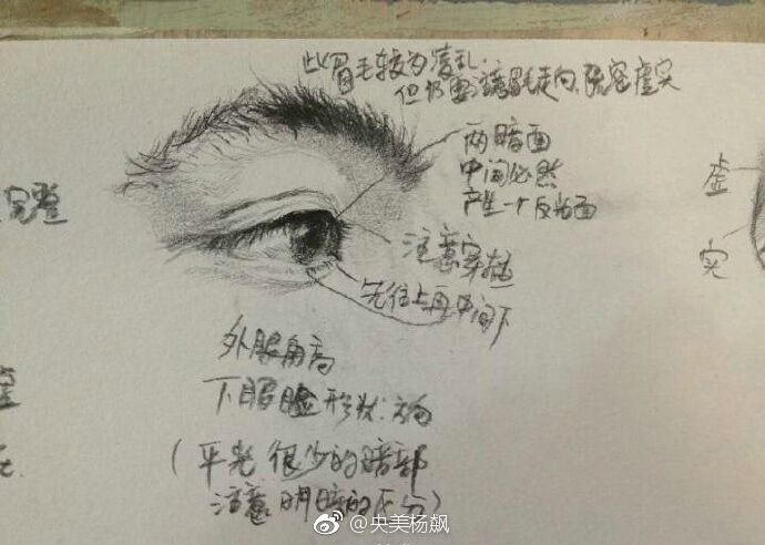 素描五官局部详解\n via 央美杨飙 （转）via @素描速写教程 ​